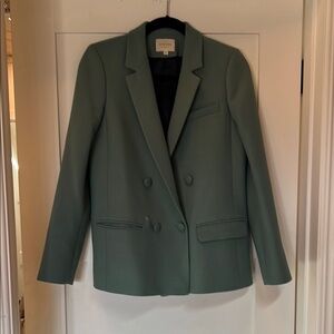 Sezane Green Blazer Tailored Suit Jacket